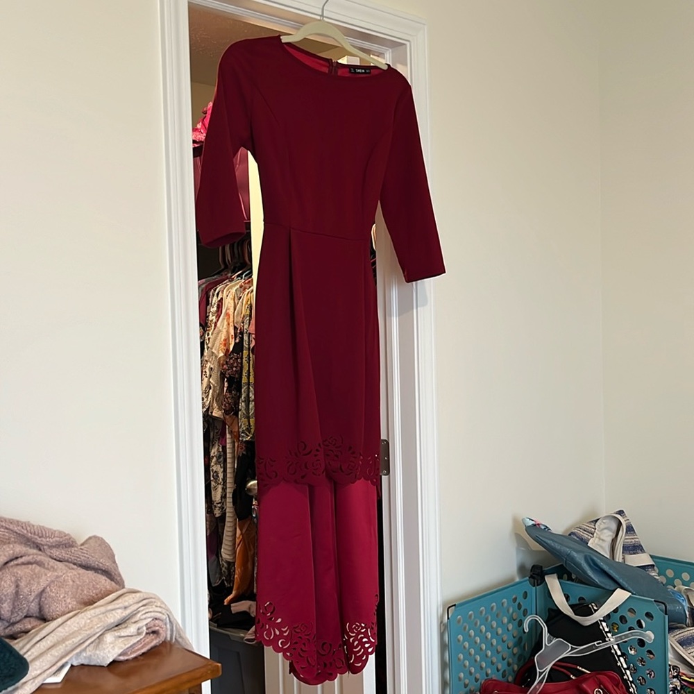 SHEIN Red Lasercut Dress